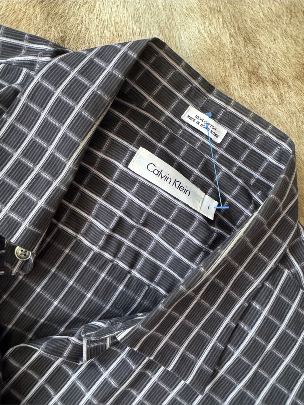 Calvin Klein Black & Gray Plaid Button-Up Shirt